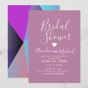 Convite Chá de panela Queda de Formas Geométricas Roxas