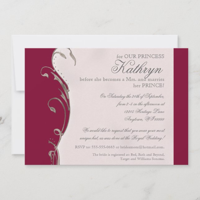 Convite Chá de panela real do casamento da abelha de (Frente)