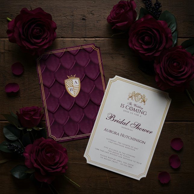 Convite Chá de panela Real Muse Fantasy Dragon (Royal Muse Fantasy Dragon Scale Bridal Shower Invitation)