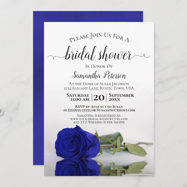 Convite Chá de panela Real Rosa Elegante Romântico (Frente/Verso)