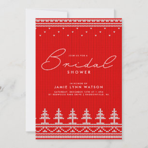 Convite  CHÁ DE PANELA   Red Knit Árvore de Natal