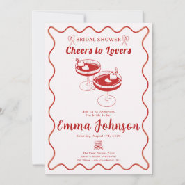 Convite Chá de panela Retro Vermelho | Desenhado à Mão