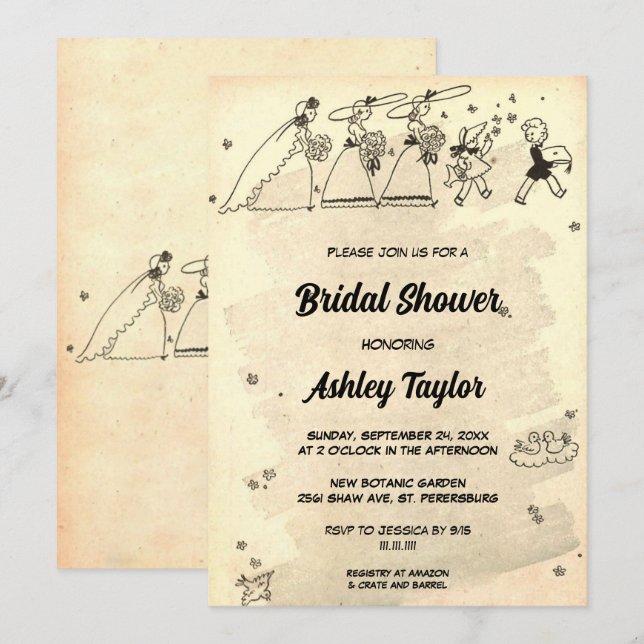 Convite Chá de panela Retroativo da Cerimônia de Bridesmai (Frente/Verso)