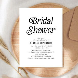 Convite Chá de panela Retroativo Mínimo Preto e Branco