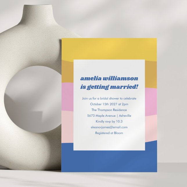 Convite Chá de panela Retrorreflector amarelo-rosa-azul-es (Criador carregado)