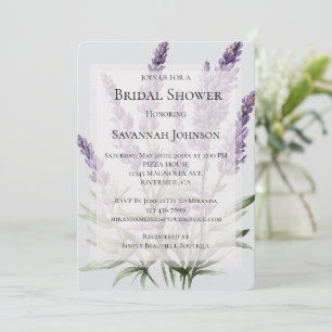 Convite Chá de panela Romântica Lavanda Roxa Cinza Floral