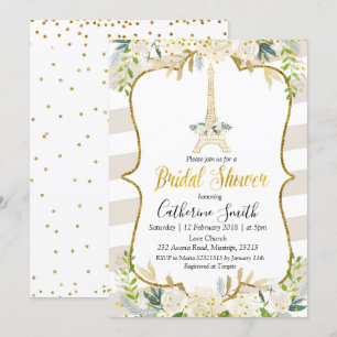 Convite Chá de panela Romântico Branco de Paris Pastel