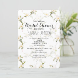 Convite Chá de panela Romântico Branco Floral