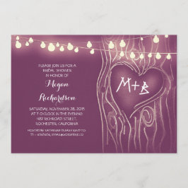 Convite chá de panela romântico das luzes roxas