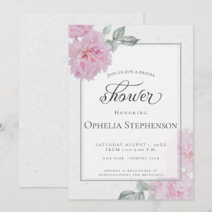 Convite Chá de panela Romântico de Arroz de Peões Rosa