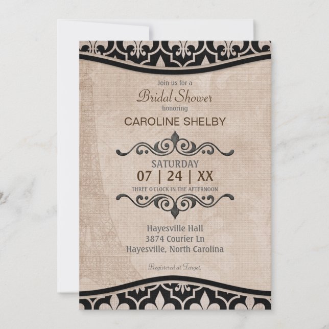 Convite Chá de panela Romântico de Bic Paris (Frente)