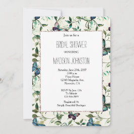 Convite Chá de panela Romântico de Borboletas Azuis Chic