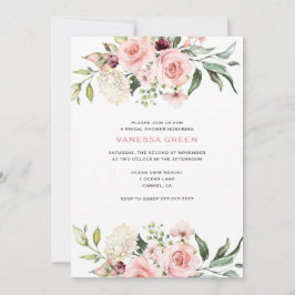 Convite Chá de panela Romântico de Rosas Rosa