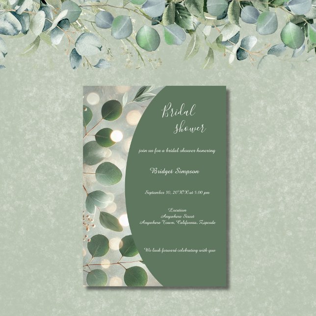 Convite Chá de panela Romântico de sábio verde Eucalyptus (Criador carregado)