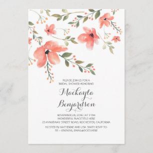 Convite Chá de panela Romântico Floral de Aquarela