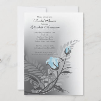 Convite Chá de panela Rosa azul elegante