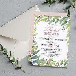 Convite Chá de panela rosa bonito Primavera branco