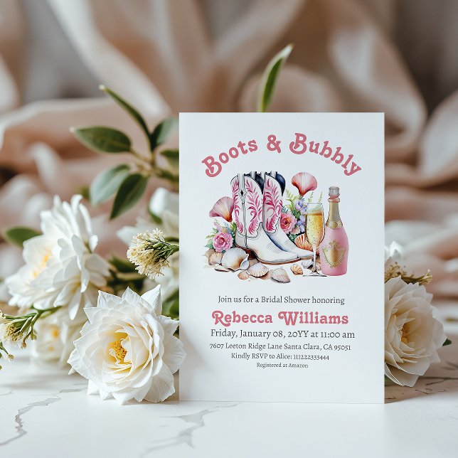 Convite Chá de panela Rosa Boot e Borracha Costeira (Criador carregado)