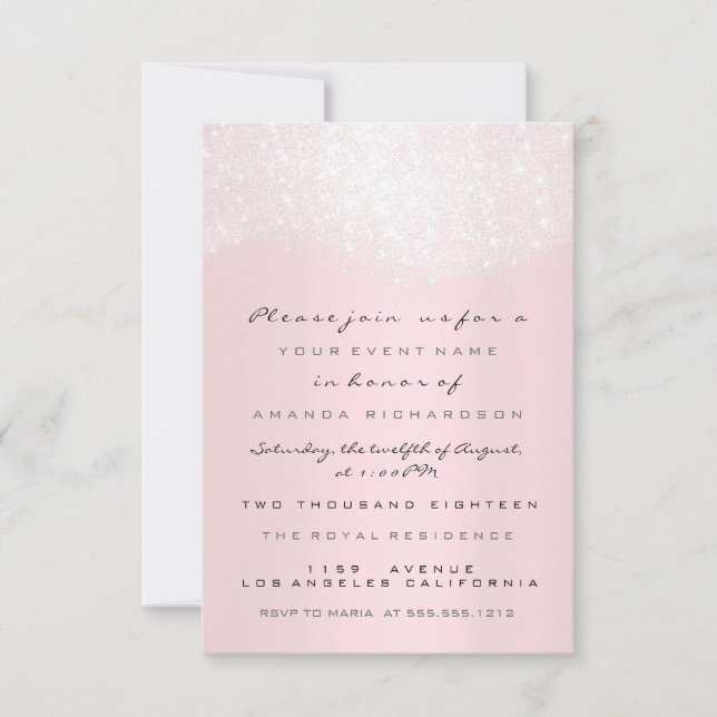 Convite Chá de panela rosa branco brilhante brilhante Doce (Frente)