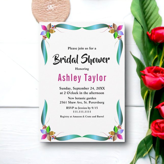 Convite Chá de panela Rosa brilhante  colorido elegante (Criador carregado)