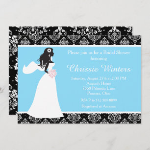 Convite Chá de panela rosa Damask