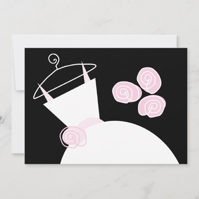 Convite Chá de panela Rosa de Casamento preto (Frente)