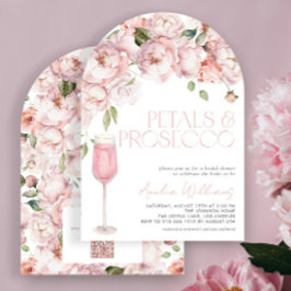 Convite Chá de panela rosa de código QR Petals & Prosecco