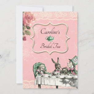 Convite Chá de panela rosa do Tea Party Alice Wonderland