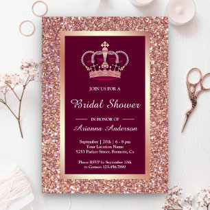 Convite Chá de panela Rosa Dourado da Princesa Rosa