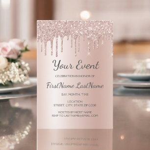 Convite Chá de panela Rosa Dourado Glitter 16 Sweet