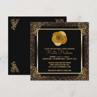 Convite Chá de panela Rosa Dourado | Glitter Dourado Elega