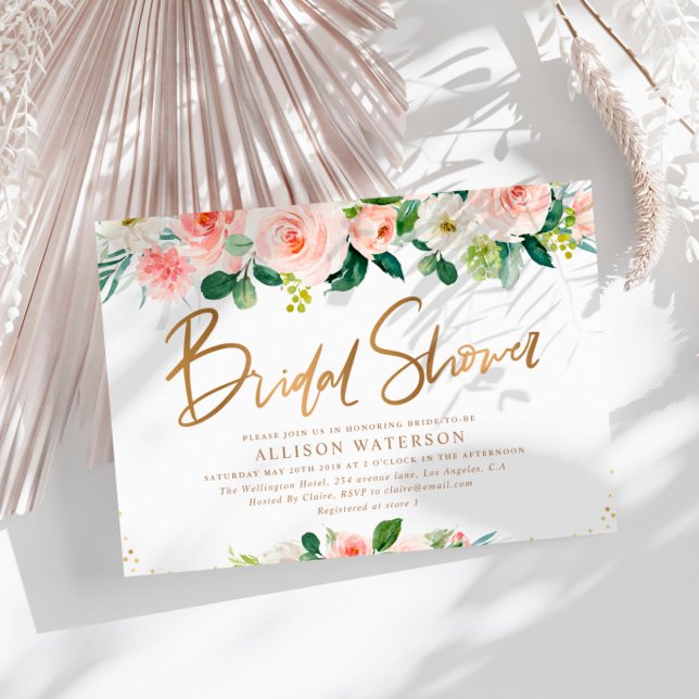 Convite Chá de panela rosa e vermelho para script ouro ele (Criador carregado)