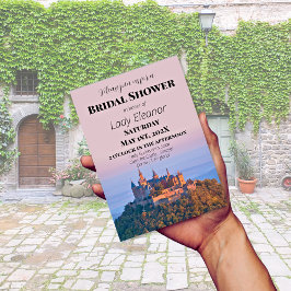 Convite Chá de panela Rosa Fantasy do Castelo Medieval