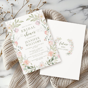 Convite Chá de panela Rosa Floral Elegante