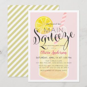 Convite Chá de panela Rosa Mason Jar de Limonada Principa