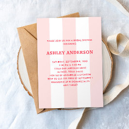 Convite Chá de panela rosa pálido Stripe Cabana