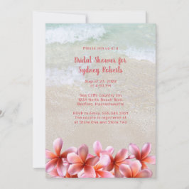Convite Chá de panela Rosa Plumeria Beach Sand