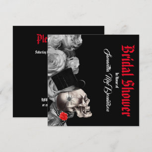 Convite Chá de panela rosa preto gótico, rochoso ou ciclis