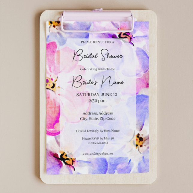 Convite Chá de panela Rosa Púrpura (Criador carregado)