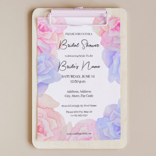 Convite Chá de panela Rosa Púrpura Suave Rosa