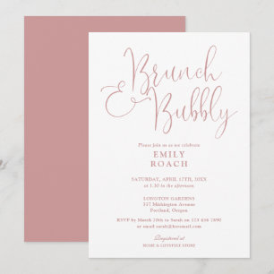 Convite Chá de panela Rosa-Rosa Dusty Brunch E Bolha