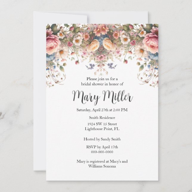 Convite Chá de panela rosa rosa rosa (Frente)