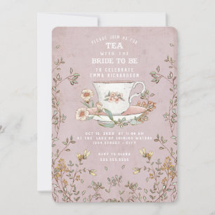 Convite Chá de panela rosa-rosado Dusty do Tea Party