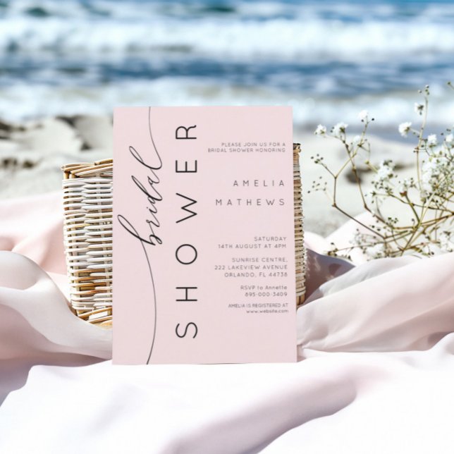 Convite Chá de panela Rosa Simples (Criador carregado)