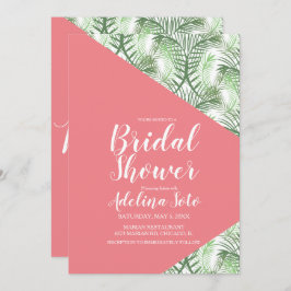 Convite Chá de panela rosa Tropical Geométrica Palm Oasis