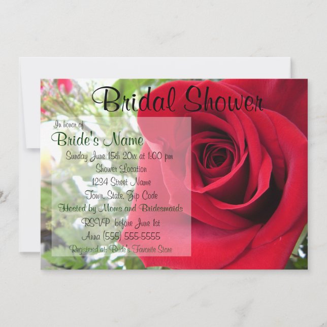 Convite Chá de panela rosa vermelha (Frente)