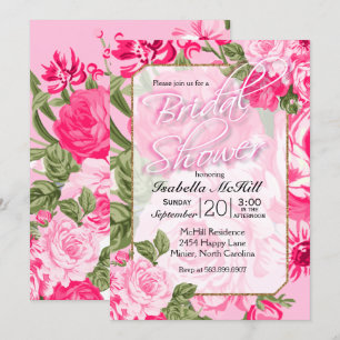 Convite Chá de panela - Rosas Florais Bonito Rosa
