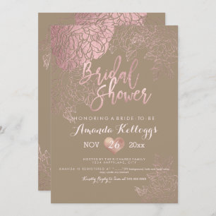 Convite Chá de panela/Rosas PixDezines/Espuma DOURADA/Faux