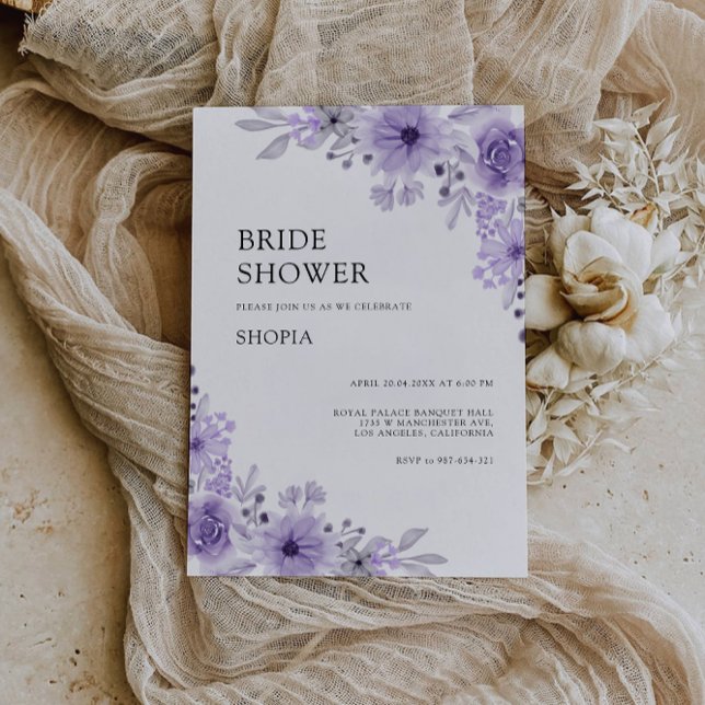 Convite Chá de panela roxo (Purple Bridal Shower Invitation)