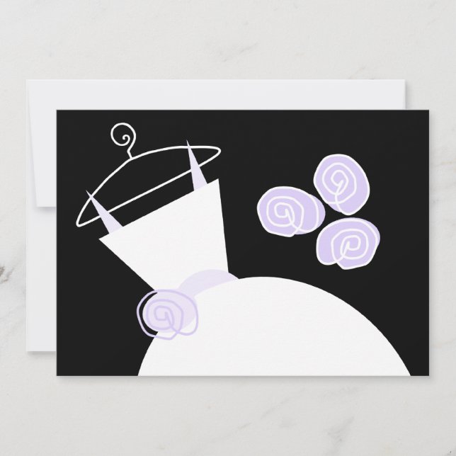 Convite Chá de panela Roxo de Casamento preto horizontal (Frente)